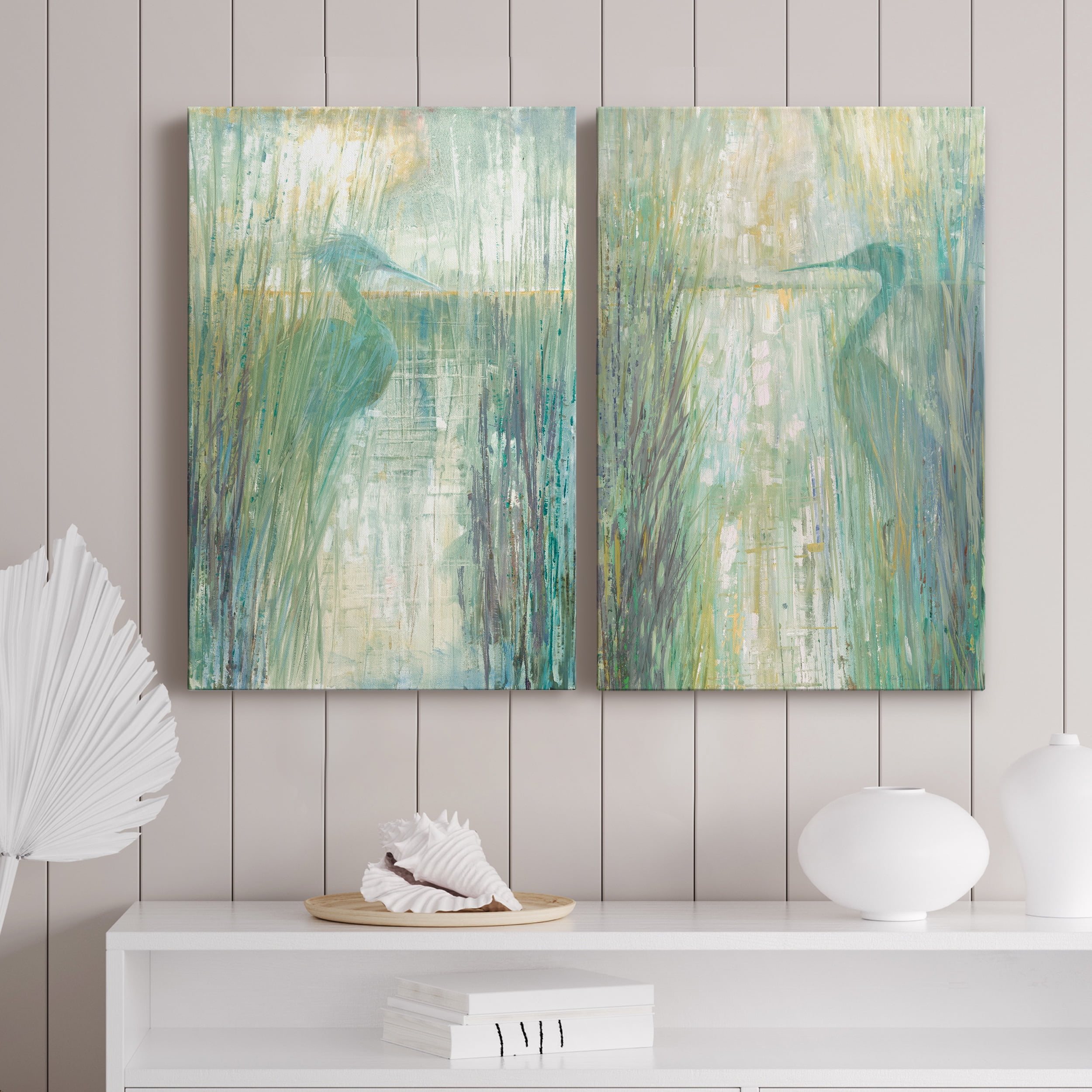 Morning Egret I Premium Gallery Wrapped Canvas - Ready to Hang - Set of 2 - 8 x 12 Each