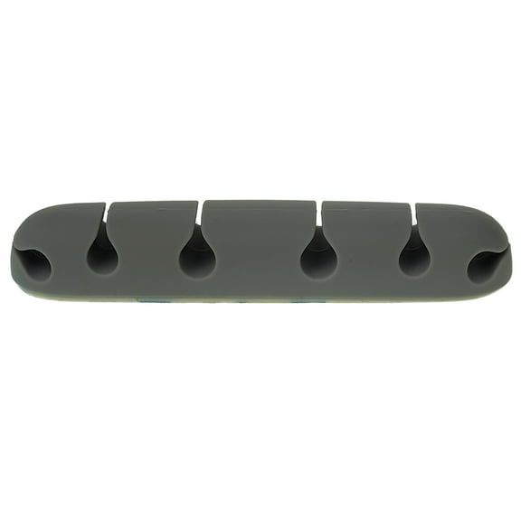 Cable Wholesale 30CM-10002 6 Slot Silicone Desktop Cable Organizer with Adhesive Backing - Gray