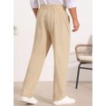thumbnail image 3 of INSPIRE CHIC Men's Drawstring Waist Breathable Summer Linen Beach Pants 28 Khaki, 3 of 5