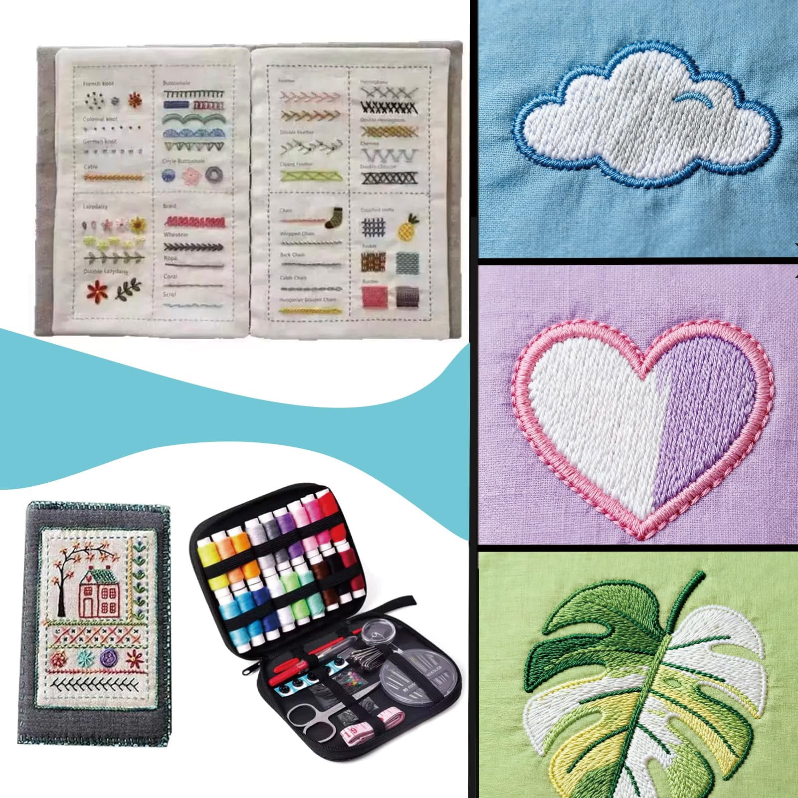2026 New DIY Embroidery Stitch Collection, Includes Illustrated Guide to 106 Universal Embroidery Stitches with Free Tutorials and 86-Piece Sewing Tool Kit(1PC)