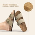 thumbnail image 7 of DREAM PAIRS Women’s Slide Sandals with Genuine Leather Footbed Adjustable Double Buckle Slip-On Flat Sandals with Arch Support, 7 of 7