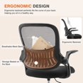 thumbnail image 4 of Office Computer Desk Chair, Ergonomic Mid-Back Mesh Rolling Work Swivel Task Chairs with Wheels, Comfortable Lumbar Support, Comfy Flip-up Arms for Home, Bedroom, Study, Student, Black, 4 of 7