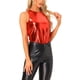 thumbnail image 4 of Camiseta holográfica brillante INSPIRE CHIC para mujeres, top metálico de fiesta disco para mujeres, talla XS, rojo brillante, 4 of 6