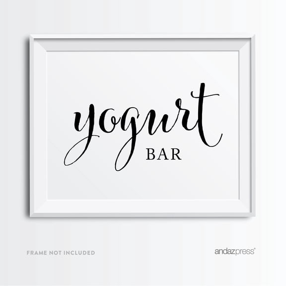 Yogurt Bar Formal Black & White Wedding Party Signs