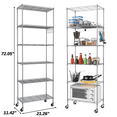 thumbnail image 6 of Legooin 6-Tier Kitchen Storage Rack Metal Shelving with Wheels Freestanding Utility Rack for Bathroom 21"W x 11"D x 72"H, Silver, 6 of 10