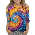 thumbnail image 2 of YUNAFFT Hauts Imprimés Décontractés Extensibles pour Filles Manches 3/4 et Longues Col Rond Tee-Shirts pour 4-14 Ans, 2 of 5