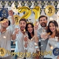 thumbnail image 3 of YANSION Blue Gold 21st Birthday Party Decorations, Happy 21st Birthday Pennant Banner, Metallic Gold Navy Blue Sequin Balloons Number 21 Balloon for Party Birthday Decorations, 3 of 7