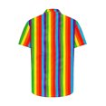 thumbnail image 5 of USNSM Men's Vertical Striped Turndown Collar Button Shirt Short Sleeve Summer Color Block Hawaiian Beach Vacation Striped Print Shirts Multicolor L, 5 of 5