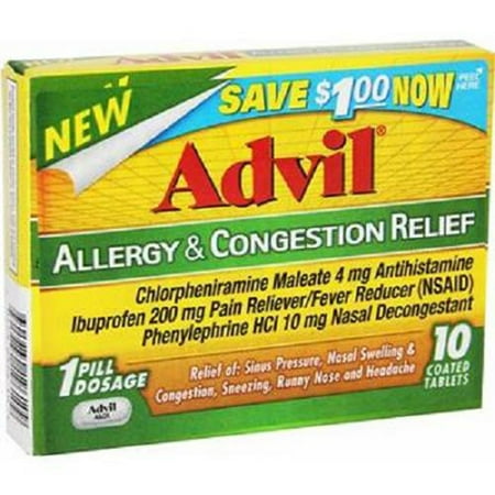 Product Of Advil, Allergy & Congestion Relief Tablets, Count 1 - Headache/Pain Relief / Grab Varieties &