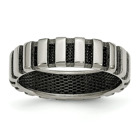 Titanium Black Plated Wire 6mm Wedding Ring Band Size 11.00 Man Fancy Fashion Jewelry For Dad Mens Gifts For Him