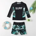 thumbnail image 3 of YONGHS Kids Boys 2 Piece Long Sleeve Swimsuit UPF 50+ Sun Protection Bathing Suit Swimwear Black 1-2, 3 of 7