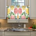 thumbnail image 2 of Yayeee Kitchen Curtains Tier Pair Light Filtering 27"x24" Rod Pocket Short Cafe Window Panel, Candy Grapefruit, 2 of 7