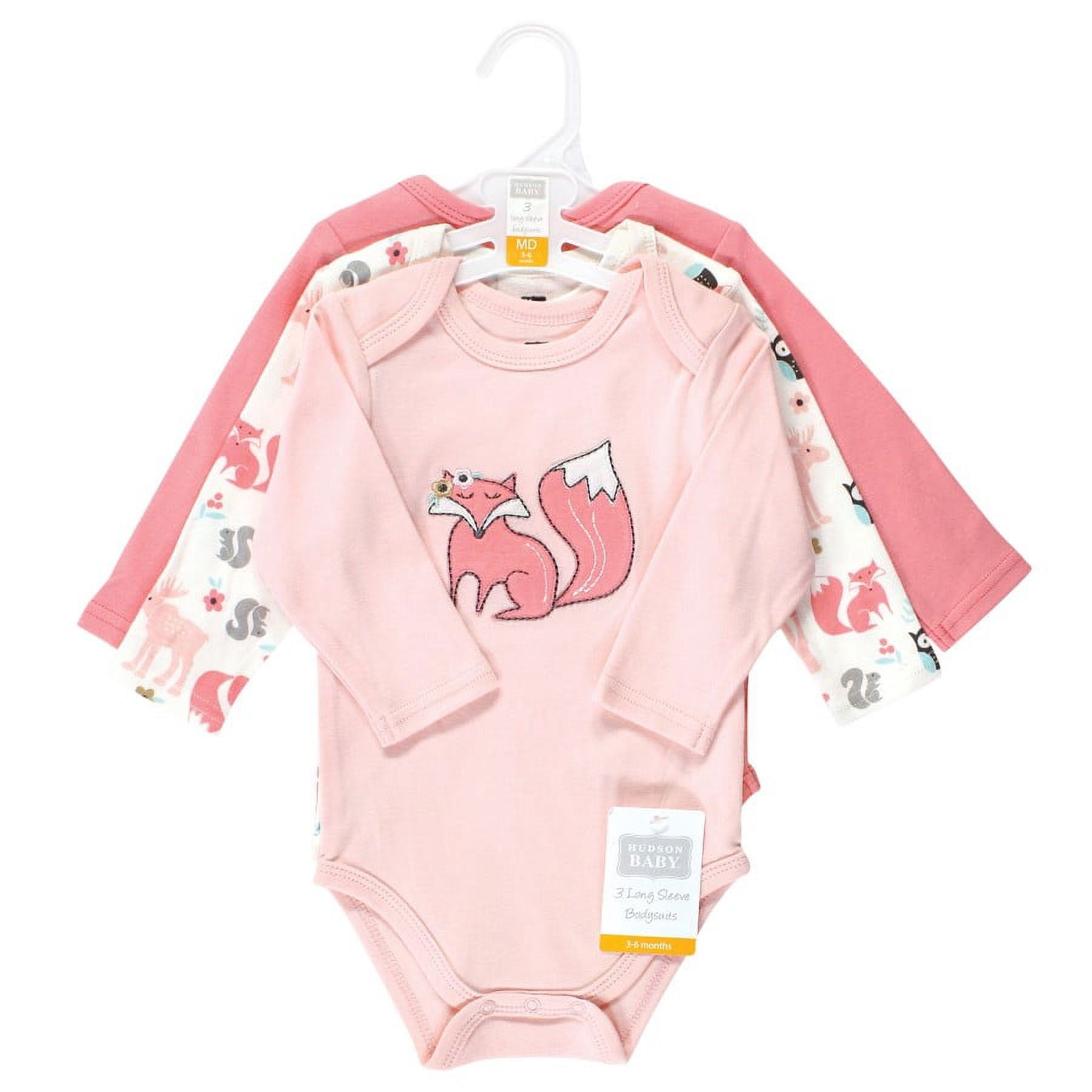 Hudson Baby Cotton Long-Sleeve Bodysuits, 3-Pack, Newborn- 24 Months