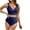 Blue, variant on Summer One Piece Swimsuit for Women with Chest Cushion Mesh Deep V-Neck Adjustable Strap Bathing Suit Swimwear Bikini for Women Beach Fashion