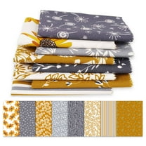 Soimoi 8 Pc Fat Quarter Bundle,Fern FloralPrint 18"x 22"DIY Patchwork-100% CottonPre-Cut Quilting Fabric Grey & Mustard