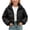 Black, variant on CYRBOKO Girls Puffer Jackets, Long Sleeve Lightweight Lapel Zip Up Winter Outerwear Black Size 10-12 T