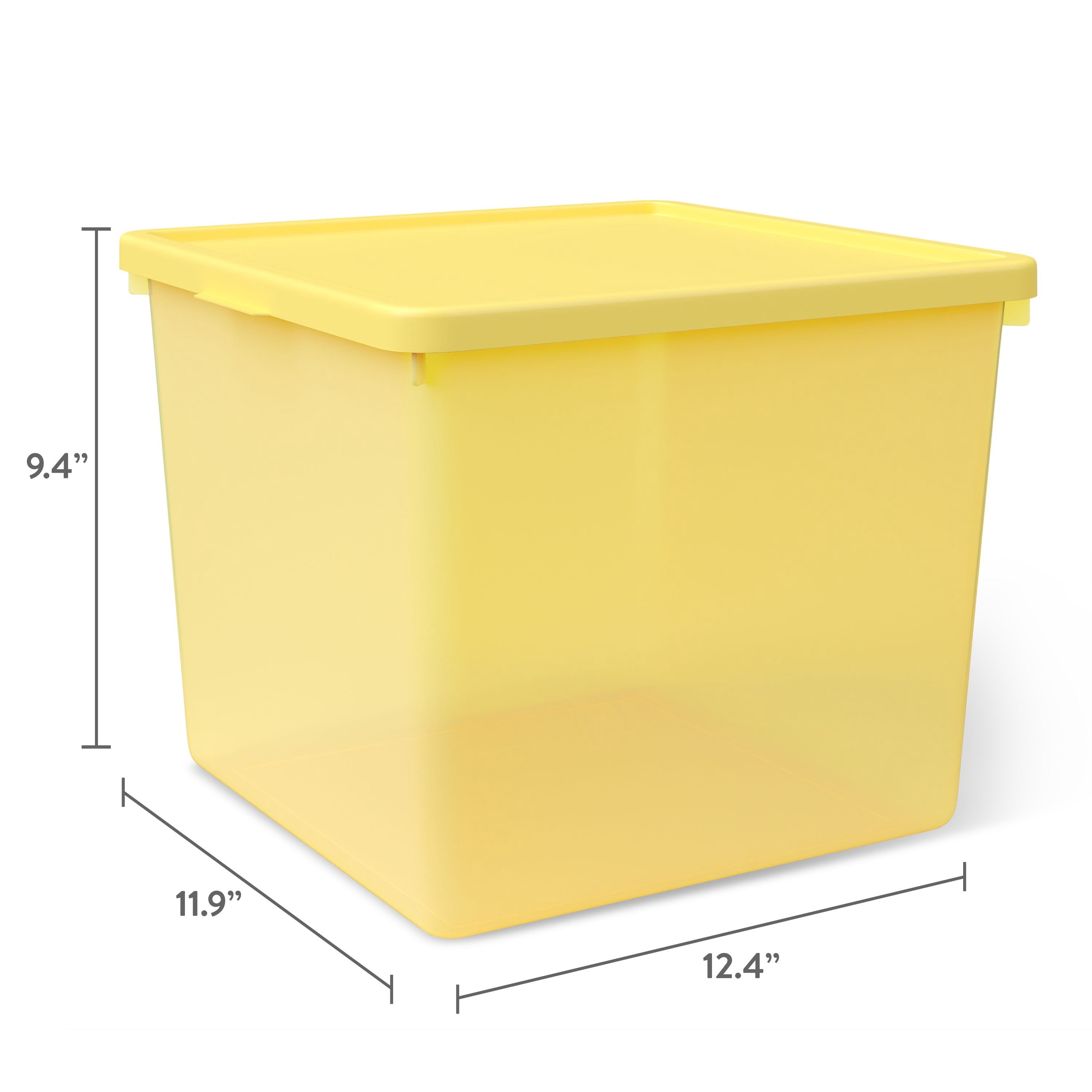 Mainstays Kids Yellow Large Plastic Storage Bin with Lid, 4 Pack