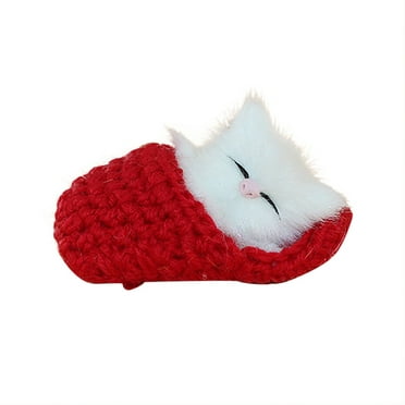 Mnycxen Realistic Sleeping Plush Cat Furry Cat With Sound Creative Animals Decor Gifts