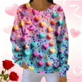 thumbnail image 2 of Fewfanhot Women's Tops, Tees & Blouses Heart Graphic Printed Fall Sweaters Cute Long Sleeve Pullover Jumper Crew Neck Lightweight Sweater, 2 of 6