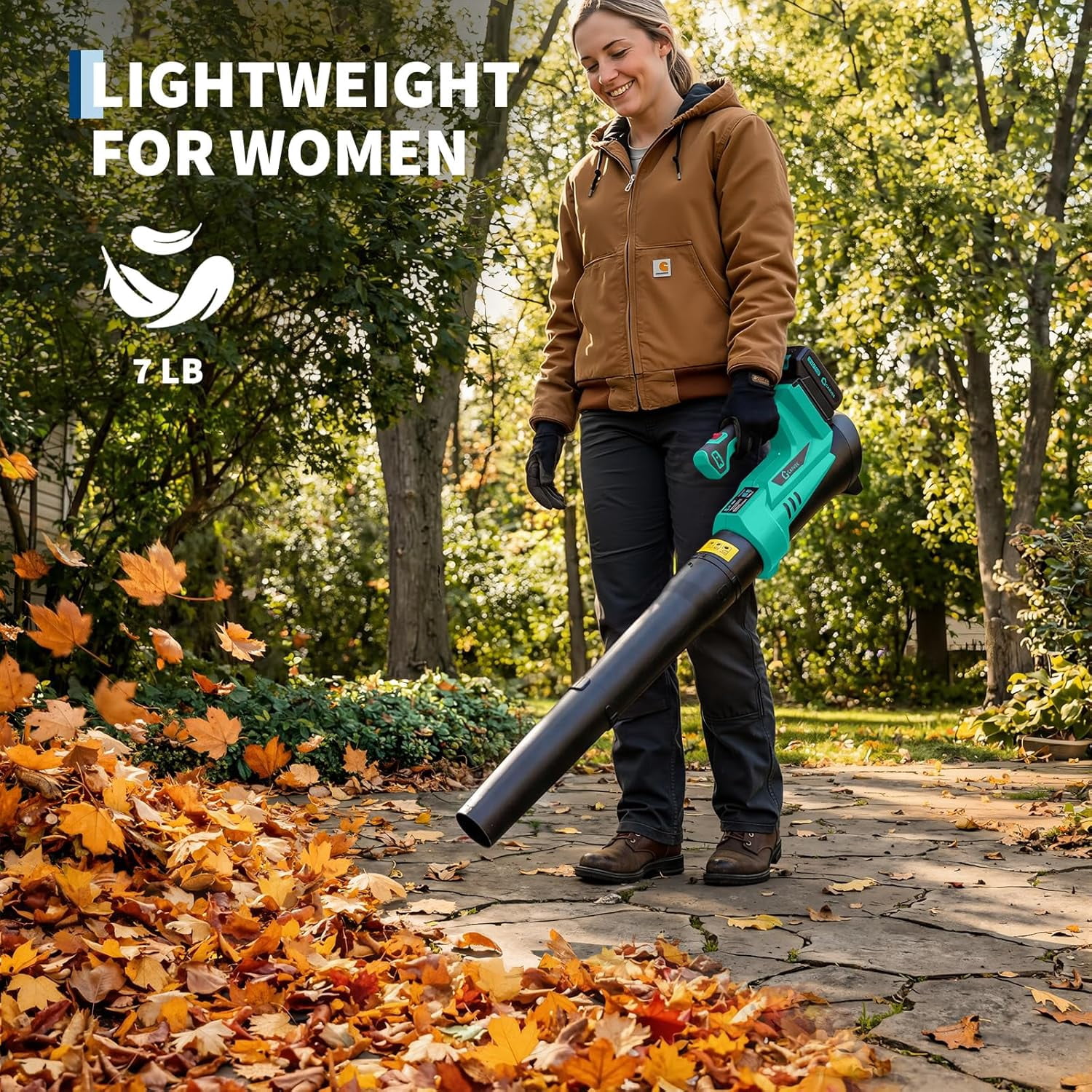 Leaf Blower Cordless - 20V Powerful Wet Leaves Heavy-Duty Leaf with 2 * 2.0Ah Batteries and Charger, 6 Speed Modes, Lightweight Leaf Blowers for Lawn Care, Patio, Dust, Blowing Leaves
