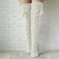 thumbnail image 2 of UJNDER Winter Warm Knitted Socks High Tube Over Knee Leg Warmers Thick Woolen Stacked Stockings White, 2 of 5