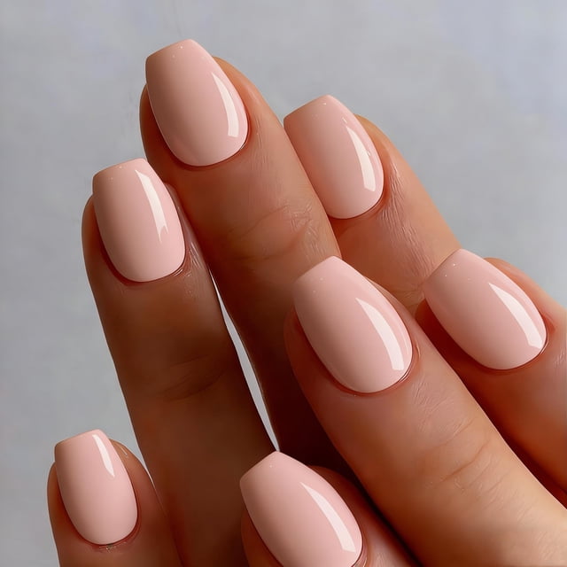 Uñas postizas Press On JOYVVEW nude rosa corto cuadrado 30 piezas