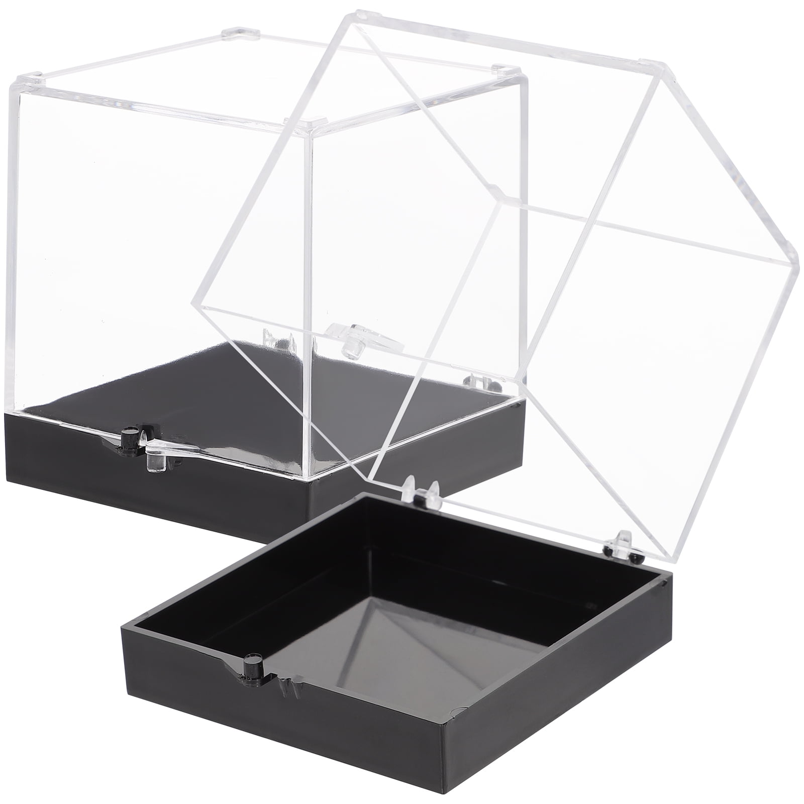2pcs Clear Square Display Boxes Mineral Specimen Boxes Collectibles Display Cases