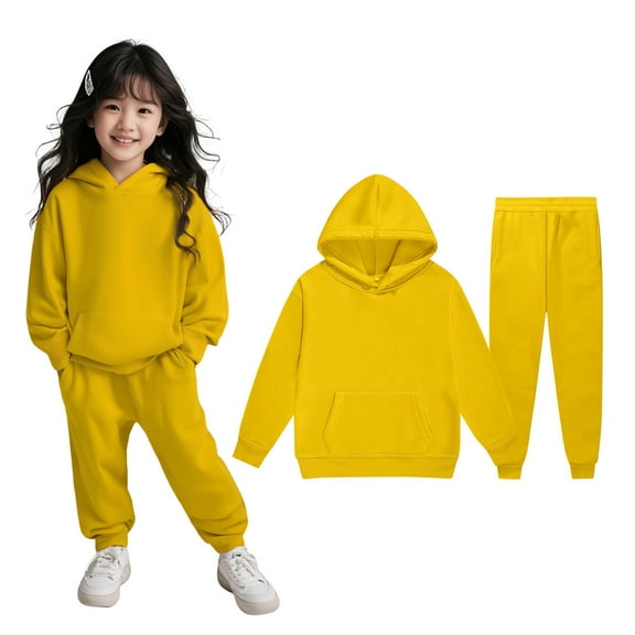 Teen Kids Sweatsuit Set for Girls 2PC Long Sleeve Solid Basic Hoodie Leggings Pants Fall Clothes Clothes for Girls 12-13 Years