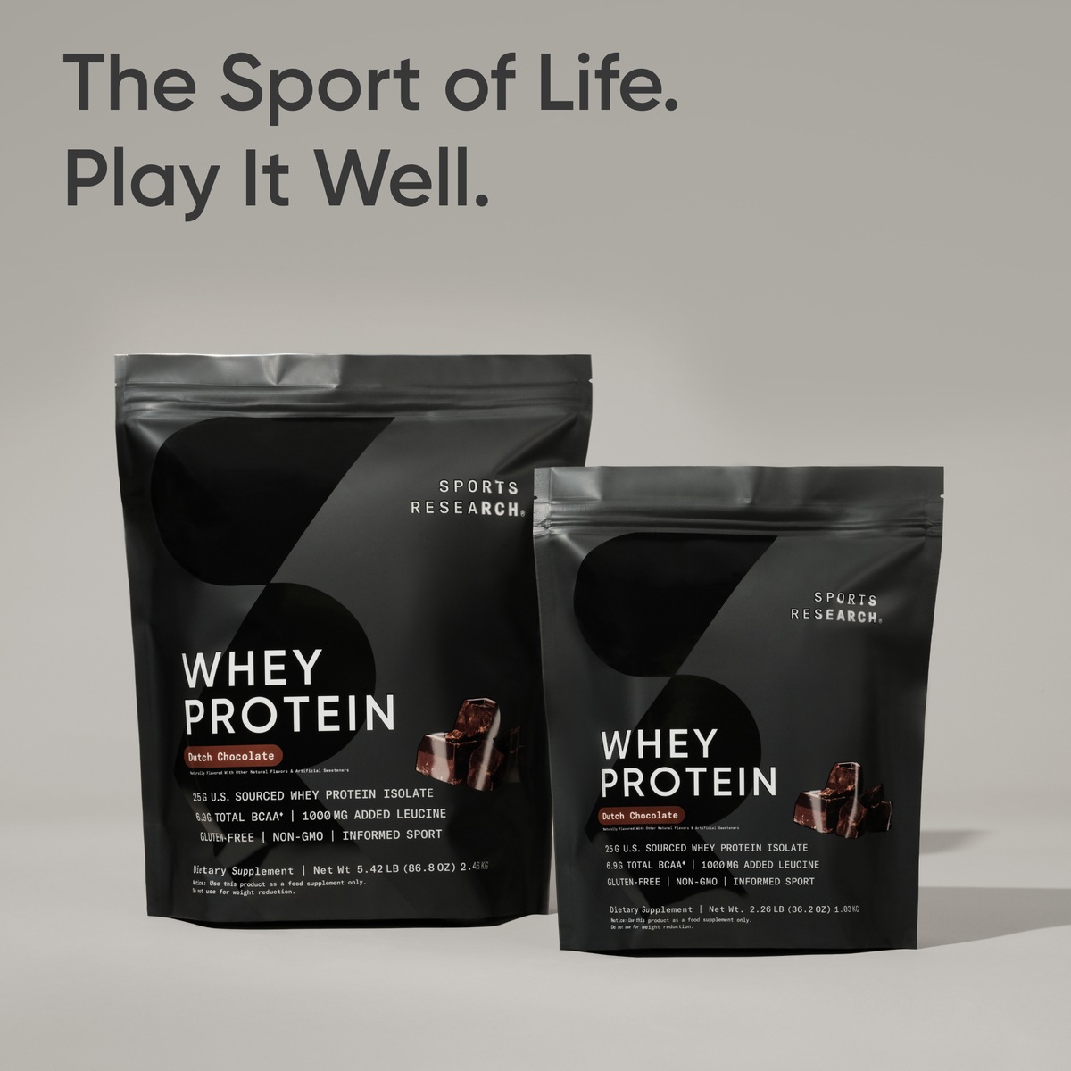 Sports Research® Whey Protein Isolate Powder - Workout Recovery -  2lb Dutch Chocolate (25 Servings)