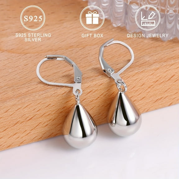 925 sterling silver water drop earrings, anti-allergic water droplet earrings, fashionable and exquisite jewelry for daily wear and special occasions,Silver