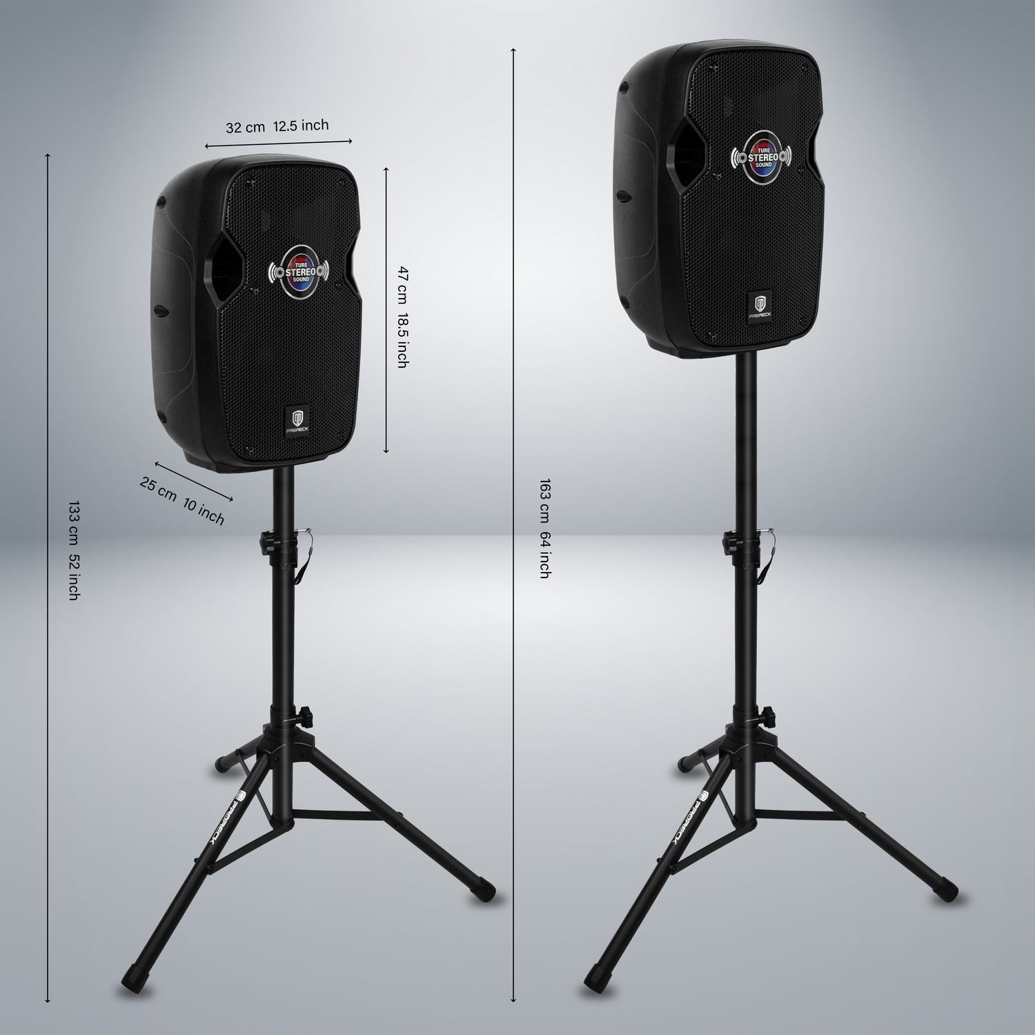 10-Inch Portable Powered PA Speaker System, 800W Peak with Bluetooth, Mic, Remote Control & Tripod Stands