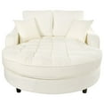 thumbnail image 4 of Harper & Bright Designs Oversized Indoor Chaise Lounge Sofa Bed, Modern Upholstered Convertible Sleeper Sofa Daybed with Tufted Seat, Extra Wide Living Room Reading Chair Sofabed, Beige, 4 of 18