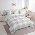 thumbnail image 3 of Homewish Abstract Stripes Grid 7-Piece Twin Bedding Sets,Minimalism Geometric Checkered Bedding Comforter Set,Gray Lines Sheet Sets For Girls Boys,Super Cozy Room Decor Reversible, 3 of 8