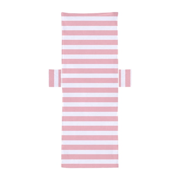 Funda para silla de playa a rayas, toalla para tumbona, versátil y práctica. Blanco rosado