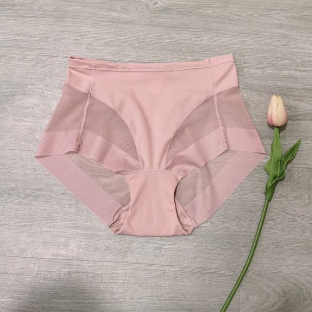 Ropa interior sexy de cintura media de talla grande para mujer, de malla semitranslúcida, hueca, para levantar la cadera y el abdomen, de algodón, con entrepierna fina