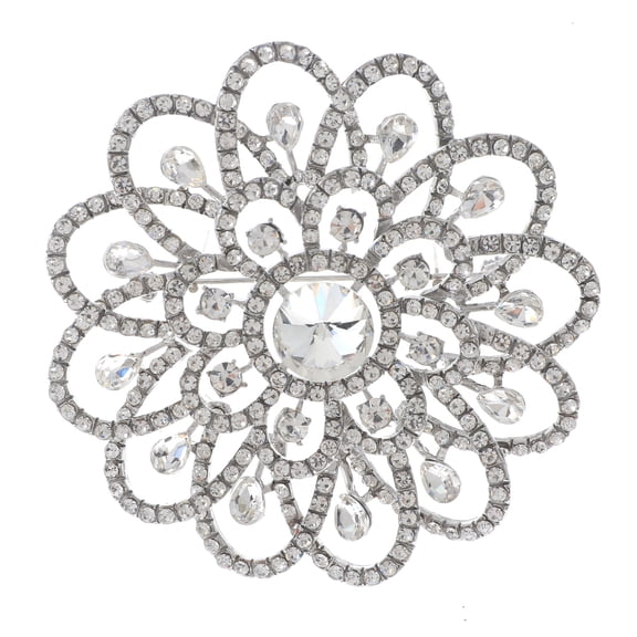 Large Crystal Flower Brooch