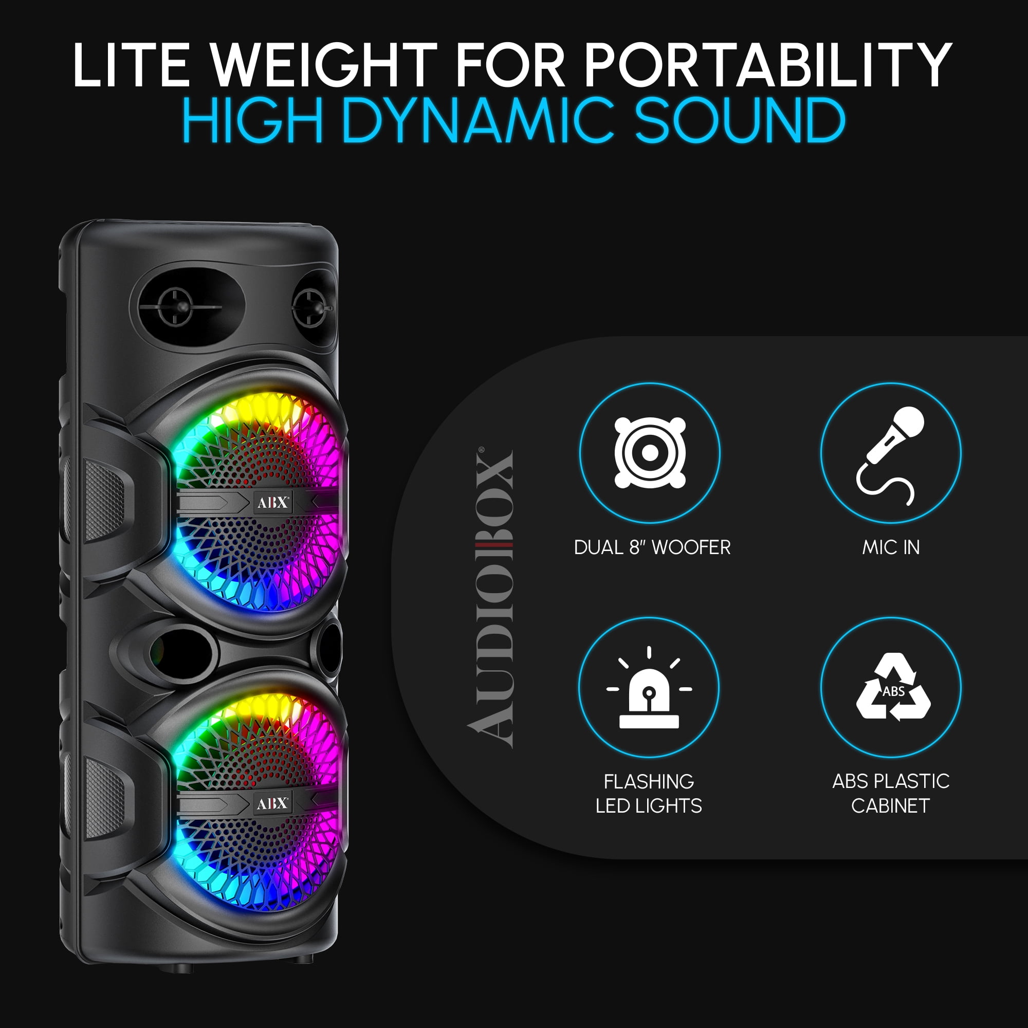 あっきー　2BOX Audiobox ABX-286R Portable Bluetooth Speaker – Dual 8” Woofers