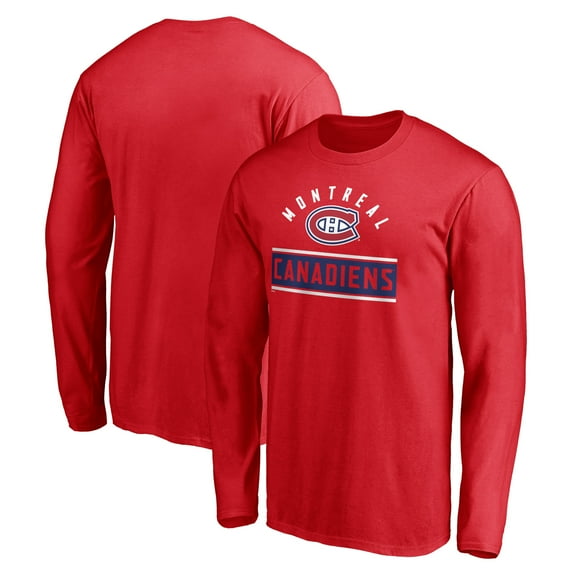 Men's Red Montreal Canadiens Team Arch Knockout Long Sleeve T-Shirt