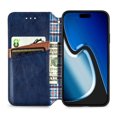 thumbnail image 3 of For Iphone 15 Pro Cubic Grid Pressed Magnetic Leather Phone Case(Blue),iPhone 16, 3 of 6