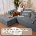 thumbnail image 5 of Soscana Boneless Couches for Living Room with Chaise,102" Sectional Sofa with Throw Pillow,Cozy Cloud Couch with L-Shaped,Sponge Compression Sofa,No Assembly Required,for Living Room,Apartment, APT, 5 of 7