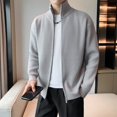 thumbnail image 6 of JTieacloth Mens Cardigan Sweater Outwear Mens Sweater Solid Color Stand Collar Casual Simple Jacket Top(Black), 6 of 6