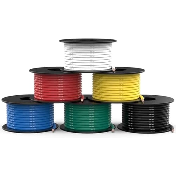 16 Gauge Wire 60ft, 16 AWG Wire 6 Colors 10ft Each Spool, Flexible Tinned Copper Electrical , Wiring kit for Breadboard/Automotive/DIY/, 200?