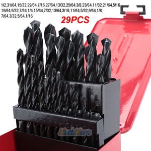 

New 29pc Drill Bit Set HSS High Speed Steel Drill Bit w/ Metal Case & Organizer