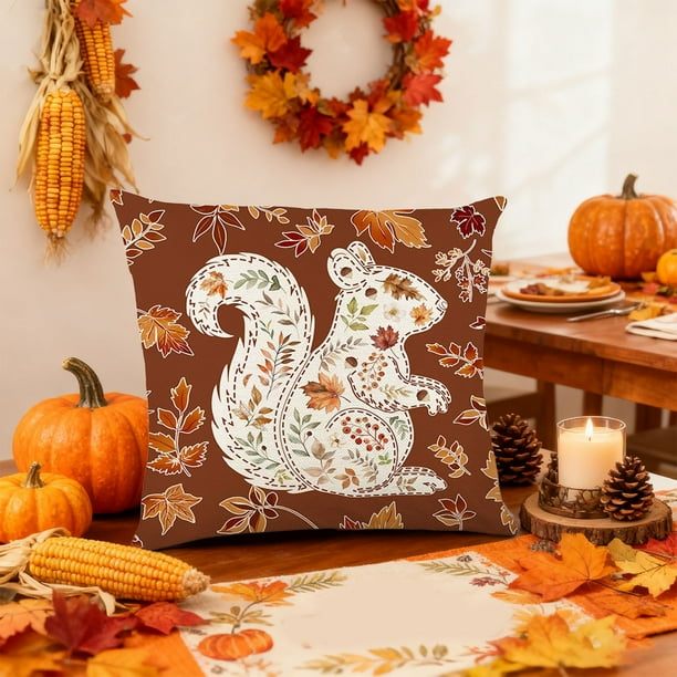 Funda de Cojín Funda de Cojín Funda de Almohada Decorativa Otoño Arce Estampado de Lino Funda de Almohada para El Hogar