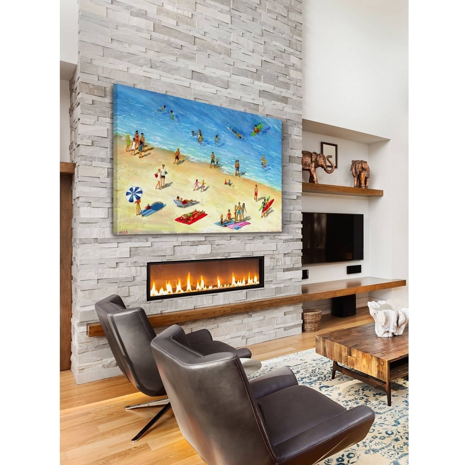 "Fun at the Beach" Painting Print on Wrapped Canvas