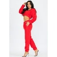 thumbnail image 2 of A2Y Women's Sexy Sherpa Furry 2 Pieces Sets Crop Zipper Jacket and Long Pants Red L, 2 of 3