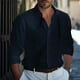 thumbnail image 1 of Camisa de manga larga con solapa y estampado de patchwork geométrico para hombre, informal, de moda para fiestas, calle y exteriores, nueva, 1 of 6