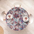 thumbnail image 4 of Ambesonne Floral Fitted Round Tablecloth, Blooming Flowers Tulips Art, 45"- 56" Diameter, Burgundy and Dark Ceil Blue, 4 of 5