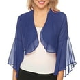 thumbnail image 4 of BODOAO Women's Bolero Shrug Cardigan Open Front Cover Up Chiffon Sheer 3/4 Sleeve Kimono Women's Solid Color Flared Sleeve Chiffon Cardigan Small Shoulder Top Navy Xl, 4 of 6