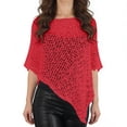 thumbnail image 4 of XUNKUSGA Cover Ups for Swimwear Women Fashion Off-The-Shoulder Openwork Crochet Poncho Tops for Women Summer Sun Protection Beach Cover Up,Red,Free Size, 4 of 6